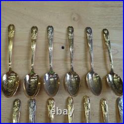 Wm. Rogers 24K Gold & Silver Plate President Commemorative Spoons Lot of 46
