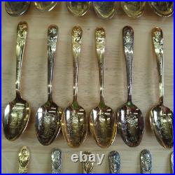 Wm. Rogers 24K Gold & Silver Plate President Commemorative Spoons Lot of 46