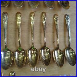 Wm. Rogers 24K Gold & Silver Plate President Commemorative Spoons Lot of 46