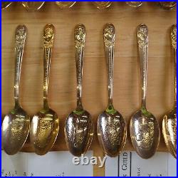 Wm. Rogers 24K Gold & Silver Plate President Commemorative Spoons Lot of 46