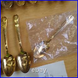 Wm. Rogers 24K Gold & Silver Plate President Commemorative Spoons Lot of 46