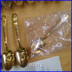 Wm. Rogers 24K Gold & Silver Plate President Commemorative Spoons Lot of 46