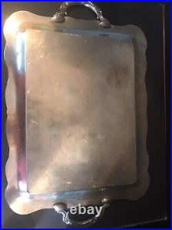 Wm Rogers 290 Antique Serve Tray Silver Platter Lg 23 X 14 Handles Silverware