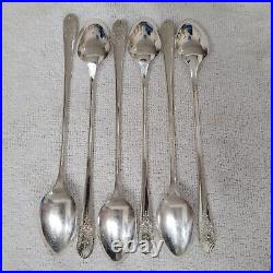 Wm Rogers Antique Silverplate Silver Mist Marigold 6 Iced Tea Spoons 1935