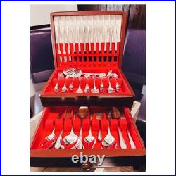 Wm Rogers Bros. Vintage 1936 Silver Plate Meadowbrook 84-Pc Flatware Set for 12