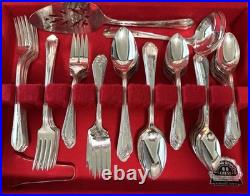 Wm Rogers Bros. Vintage 1936 Silver Plate Meadowbrook 84-Pc Flatware Set for 12