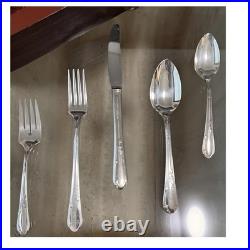 Wm Rogers Bros. Vintage 1936 Silver Plate Meadowbrook 84-Pc Flatware Set for 12