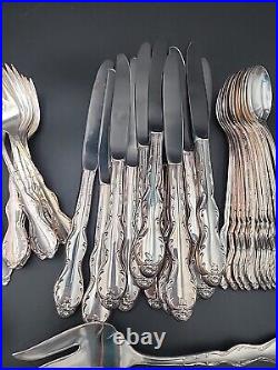 Wm Rogers Camelot Melody Extra Plate Silverplate Flatware 85 pieces Service 12