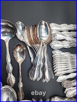 Wm Rogers Camelot Melody Extra Plate Silverplate Flatware 85 pieces Service 12