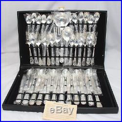 Wm Rogers Enchanted Rose Silverplated Flatware 63 pc