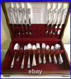 Wm. Rogers Eternally Yours Silver Plate Service For 8 w Chest + Extras 53 Pc Set