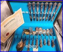 Wm. Rogers Extra Plate Flatware MAGNOLIA Silverplate 54 Piece In Box Silverware