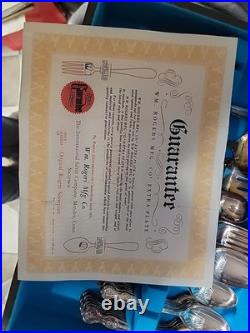 Wm. Rogers Extra Plate Flatware MAGNOLIA Silverplate 54 Piece In Box Silverware