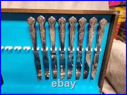 Wm. Rogers Extra Plate Flatware MAGNOLIA Silverplate 54 Piece In Box Silverware