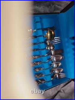 Wm. Rogers Extra Plate Flatware MAGNOLIA Silverplate 54 Piece In Box Silverware