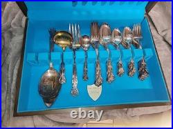 Wm. Rogers Extra Plate Flatware MAGNOLIA Silverplate 54 Piece In Box Silverware