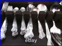 Wm Rogers Extra Plate Silver Magnolia Flatware 8 settings SERVING ITEMS AND CASE