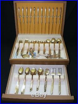 Wm. Rogers Gaity Silverplate Flatware 93pc Set with Chest Box Post-1940