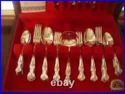 Wm. Rogers INSPIRATION MAGNOLIA EXTRA SILVER PLATE FLATWARE SET 53 PCS WithBOX