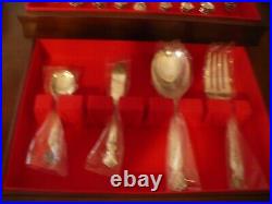 Wm. Rogers INSPIRATION MAGNOLIA EXTRA SILVER PLATE FLATWARE SET 53 PCS WithBOX