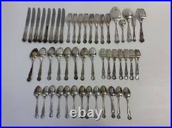 Wm. Rogers INSPIRATION MAGNOLIA EXTRA Silver Plate Flatware SET 49 Pcs in BOX