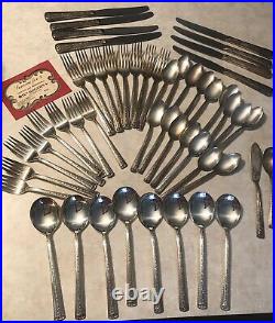 Wm Rogers IS USA Spring Bouquet Silverplate Flatware Service For 8 (50 Pc Set)