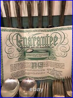 Wm Rogers MFG Co Reinforce Silver Plate AA 64 Pc Vintage Set with Case Certificate