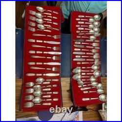 Wm Rogers Mfg Co Silverplate Flatware Set Memory Floral Pattern 50+ Pieces Case