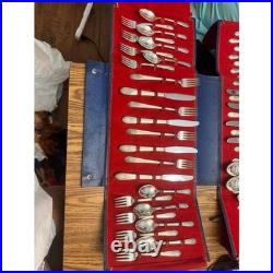 Wm Rogers Mfg Co Silverplate Flatware Set Memory Floral Pattern 50+ Pieces Case