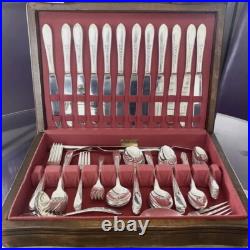 Wm Rogers Mfg Co. Vintage 1941 Silver Plate Priscilla 81-Pc Flatware Set for 12 Wm Rogers Mfg Co. Vintage 1941 Silver Plate Priscilla 81-Pc Flatware Set for 12