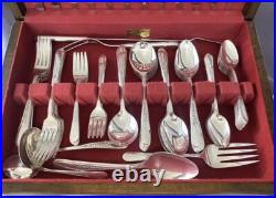 Wm Rogers Mfg Co. Vintage 1941 Silver Plate Priscilla 81-Pc Flatware Set for 12 Wm Rogers Mfg Co. Vintage 1941 Silver Plate Priscilla 81-Pc Flatware Set for 12