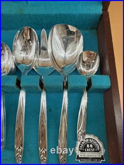 Wm Rogers Oneida Silver Plate Flatware Flowertime 54 pcs K Wm Rogers Oneida Silver Plate Flatware Flowertime 54 pcs K