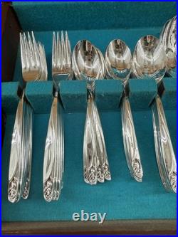 Wm Rogers Oneida Silver Plate Flatware Flowertime 54 pcs K Wm Rogers Oneida Silver Plate Flatware Flowertime 54 pcs K