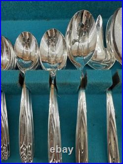 Wm Rogers Oneida Silver Plate Flatware Flowertime 54 pcs K Wm Rogers Oneida Silver Plate Flatware Flowertime 54 pcs K