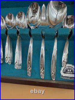 Wm Rogers Oneida Silver Plate Flatware Flowertime 54 pcs K Wm Rogers Oneida Silver Plate Flatware Flowertime 54 pcs K