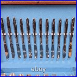 Wm Rogers Oneida Silver Plate Flatware Flowertime 75 pcs svc for 8 Flower Time