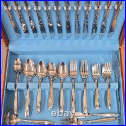 Wm Rogers Oneida Silver Plate Flatware Flowertime 75 pcs svc for 8 Flower Time