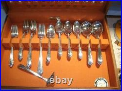 Wm. Rogers Picardy Rosalind Silverplate Flatware Service for 8 + extras 53 pieces