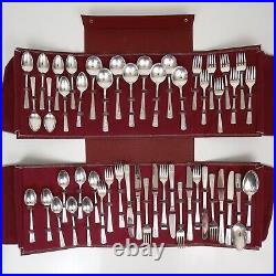 Wm Rogers Sectional Louisiane IS Flatware Silverplate Floral Vtg 50 pc 1940s
