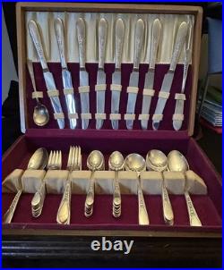 Wm Rogers Set Of 52 Is 1941 Flatware Priscilla Lady Ann With Original Wood Case