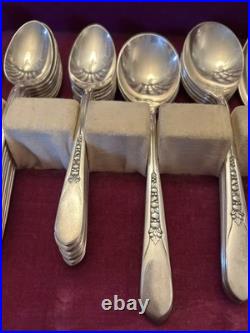 Wm Rogers Set Of 52 Is 1941 Flatware Priscilla Lady Ann With Original Wood Case