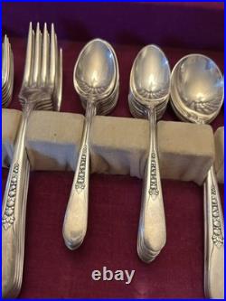 Wm Rogers Set Of 52 Is 1941 Flatware Priscilla Lady Ann With Original Wood Case