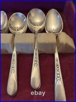 Wm Rogers Set Of 52 Is 1941 Flatware Priscilla Lady Ann With Original Wood Case