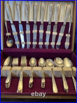 Wm Rogers Set Of 52 Is 1941 Flatware Priscilla Lady Ann With Original Wood Case