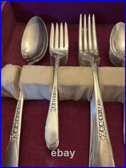 Wm Rogers Set Of 52 Is 1941 Flatware Priscilla Lady Ann With Original Wood Case
