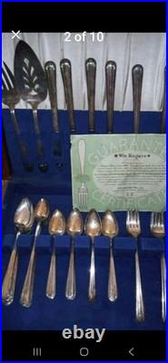 Wm. Rogers Silver Plate Flatware WithCOA, Orig. Case. 8 Pl. Setting. +10 Misc Othr