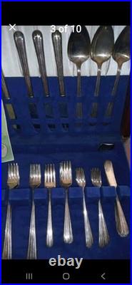 Wm. Rogers Silver Plate Flatware WithCOA, Orig. Case. 8 Pl. Setting. +10 Misc Othr