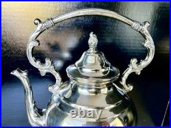 Wm Rogers Silver Plate Tilting Teapot on Stand WithBurner Eagle&Star Stamp MINT