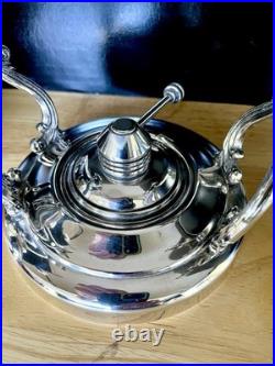 Wm Rogers Silver Plate Tilting Teapot on Stand WithBurner Eagle&Star Stamp MINT