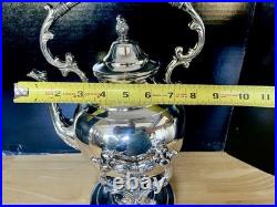 Wm Rogers Silver Plate Tilting Teapot on Stand WithBurner Eagle&Star Stamp MINT
